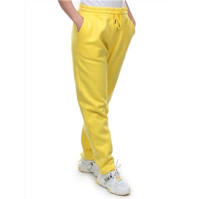 M045 YELLOW Брюки спортивные женские на флисе (100% хлопок) 7986