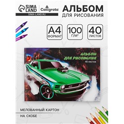 Альбом для рисования А4, 40 листов на скрепке Calligrata Black, обложка мелованный картон, МИКС
