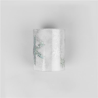 Фатин со снежинками, с голографией, 7.5 см, 9.1±0.5 м, 11±1 г/м², белый №33