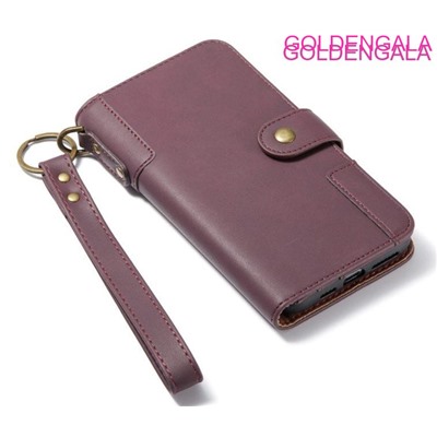 Кожаный чехол-бумажник с ремешком для iPhone