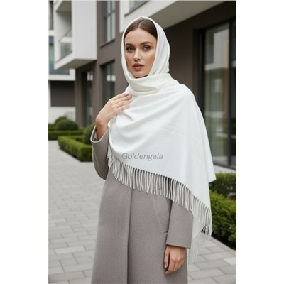 Платок теплый кашемировый однотонный Арт 9899П/39 цвет белый