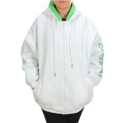 2562 WHITE/GREEN Худи женское (50 гр. синтепон)
