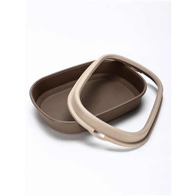 Лоток для кошек Фур-Мур 48×35,5 см с  бортом + совок,Soft-touch, капучино