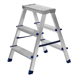 Стремянка двусторонняя 3 ступени, алюминиевая, Сибртех