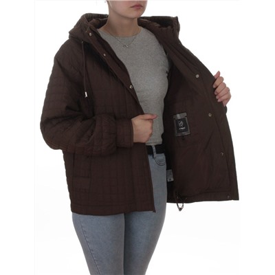 8039 BROWN Куртка стеганная демисезонная женская (100 гр. холлофайбер)