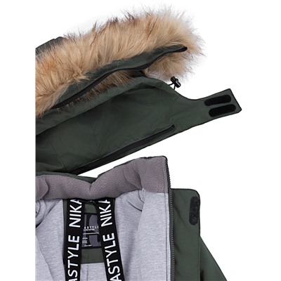 Комбинезон зимний для мальчика NIKASTYLE 8з0124 Хаки черный