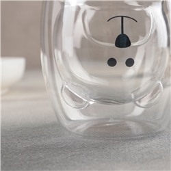 Стакан Доляна «Медведь», 200 мл, 9×9 см, с двойными стенками, стекло, прозрачный