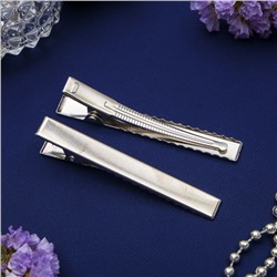 Основа для заколки, зажим, 6.5 см, серебро