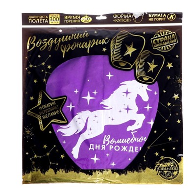Фонарик желаний «Волшебного дня рождения!», единорог, форма купол, цвета МИКС
