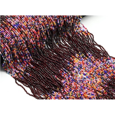 Бусины из шпинели шарик гр.2мм цв.бордовый, ассорти, 37см, 197 бусин