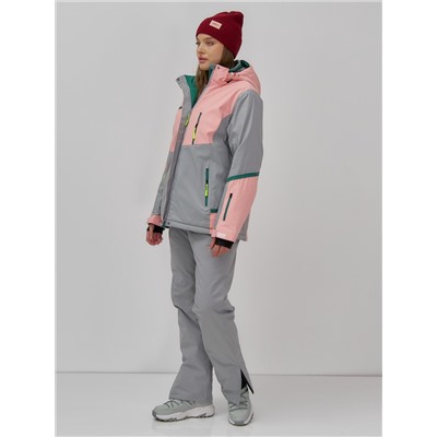 Горнолыжная куртка женская зимняя персикового цвета 7092P
