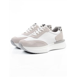 03-YG497-1 WHITE/GREY Кроссовки женские (натуральная кожа)