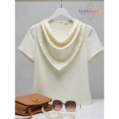 Платок однотонный из натурального шелка айвори Арт В1051/09