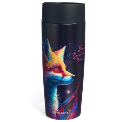 ТЕРМОКРУЖКА AGNESS "ЛИСА" 360МЛ, КОЛБА НЕРЖ.СТАЛЬ 18/10