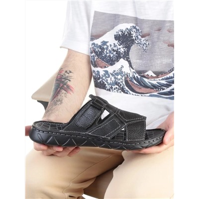 04-P2323-1 BLACK Тапочки мужские (натуральная кожа)