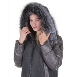 8186 DK. GRAY Пальто женское с натуральным мехом Jarius