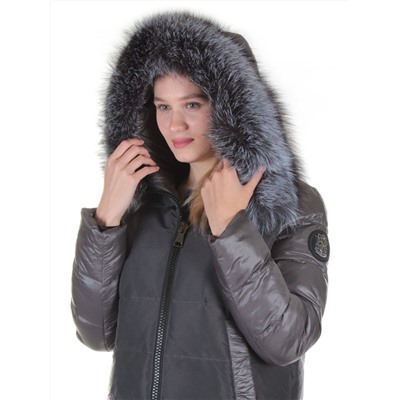 8186 DK. GRAY Пальто женское с натуральным мехом Jarius