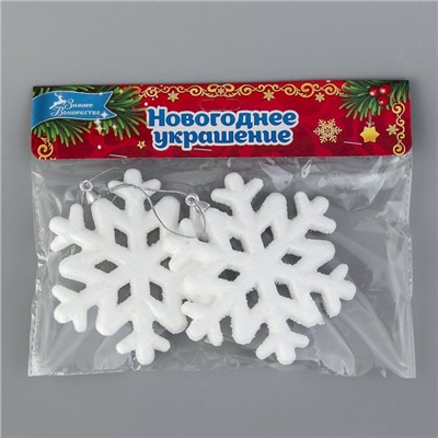 Ёлочные игрушки набор 2 шт. «Зимнее волшебство. Белая снежинка», d=9.5 см