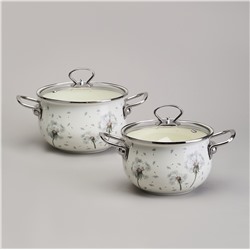 НАБОР КАСТРЮЛЬ ЭМАЛИРОВАННЫЙ, СЕРИЯ "DANDELION" 4ПР. 2,0/2,8Л ДИА.18/20СМ