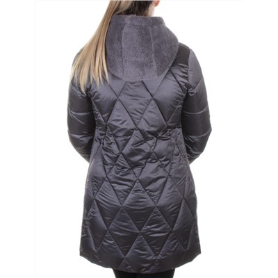 3010 GRAY Пальто женское с ангорой QiHongYun