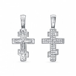 Крест из серебра литье белый