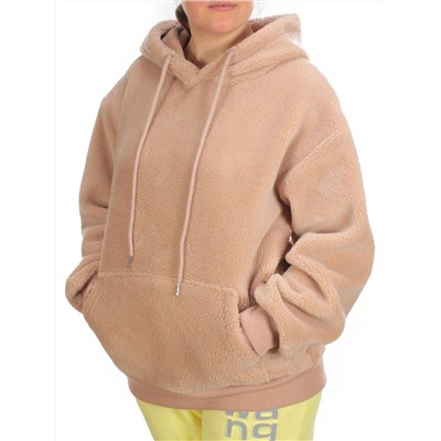 110 BEIGE Худи женское Тедди на флисе