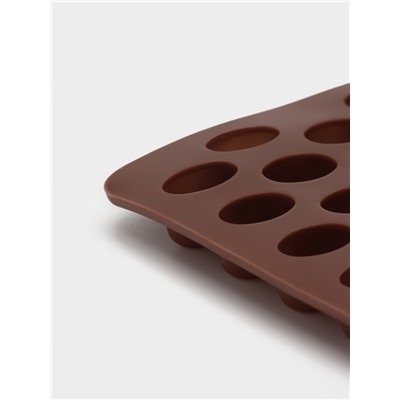 Форма для мармелада Доляна «Кофейные бобы», силикон, 18.5×11×1 см, 55 ячеек (1.6×1.2 см), коричневая