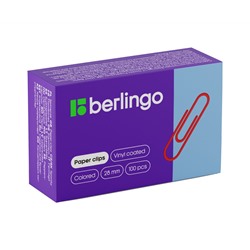 Скрепки 28мм, Berlingo, 100шт., цветные, карт. упаковка