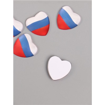 Кабошон стекло для творчества "Сердце. Россия" 2,5х2,5 см