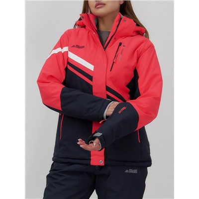 Горнолыжный костюм женский зимний УЦЕНКА малинового цвета 02812M