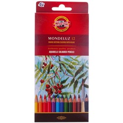 Карандаши акварельные Koh-I-Noor "Mondeluz", 12цв., заточен., картон, европодвес