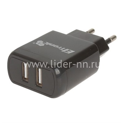 СЗУ ELTRONIC FASTER Type-C (2100 mAh/2 USB) в коробке (черный)