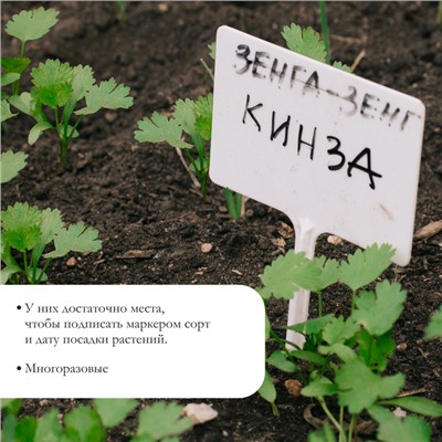 Бирки садовые, для маркировки растений, 10.5 см, набор 20 шт., пластик, МИКС, Greengo