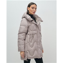 Куртка зимняя женская с капюшоном модная светло-коричневого цвета 7653SK