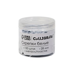 Скрепки 28 мм белые в пластиковой тубе 150 штук, TOP Calligrata