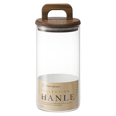Банка для хранения стеклянная с крышкой из акации Hanle, 1,4 л