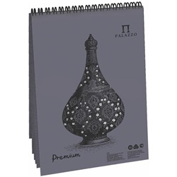 Блокнот для пастели 30л. А5 на гребне Лилия Холдинг "Pearl grey", серый жемчуг, 160г/м2, "холст"