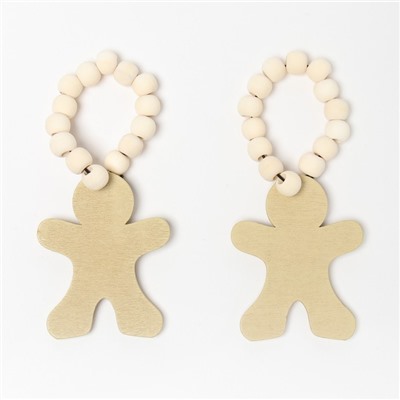 Набор новогодних колец для салфеток, 2 штуки «Пряник», коричневый, 6×7 см, дерево