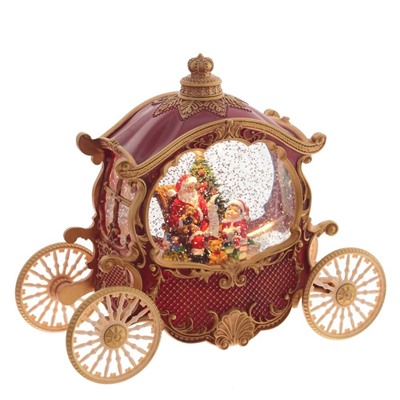 GAEM Изделие декоративное "Дед Мороз в карете" (подсветка, вьюга, AAх3 н/п) L26 W11 H22 см