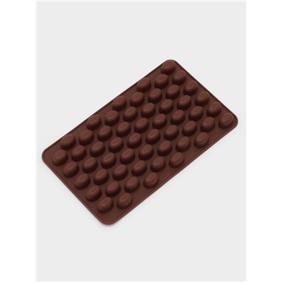 Форма для мармелада Доляна «Кофейные бобы», силикон, 18.5×11×1 см, 55 ячеек (1.6×1.2 см), коричневая