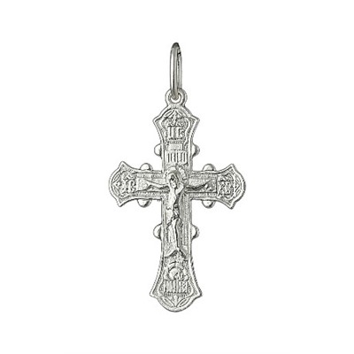 Крест из серебра литье белый