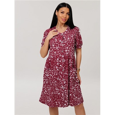 Женский халат Х-153(К) / Бордовый (цветы)