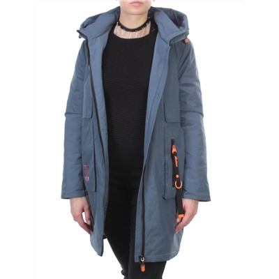 105-1 GRAY/BLUE Пальто демисезонное женское FAMILY (100 гр. синтепон)