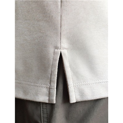 Футболка поло с воротником на пуговицах из полотна пике с меланжевым плетением с эластаном