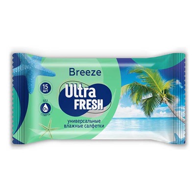 Салфетки влажные Ultra Fresh Breeze, 15 шт.