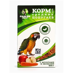 Корм «Пижон» для средних попугаев, с овощами и фруктами, 400 г