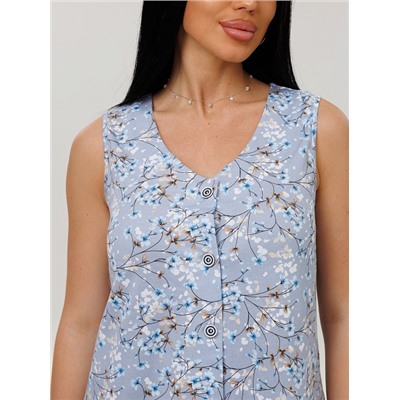 Женский халат Х-164(К) / Серо-голубой (цветы)