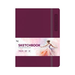 Скетчбук для акварели 40л., А5 BG "Bright. Berry", кожзам, на резинке, 200г/м2