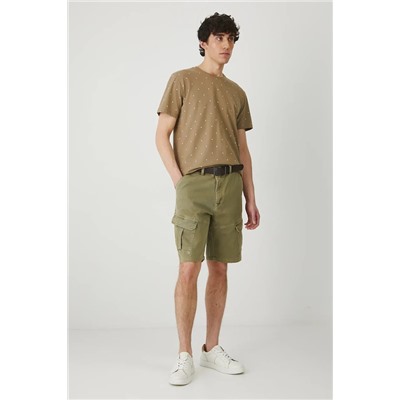 T-shirt bawełniany męski z dzianiny strukturalnej z elastanem kolor zielony