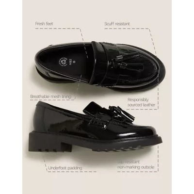 Kids' Leather Slip-on School Shoes (13 Small - 7 Large)